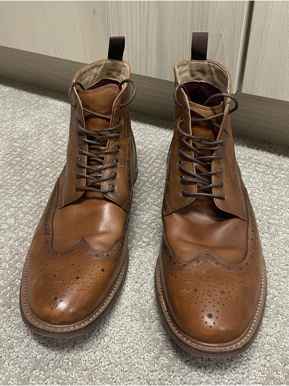 Aston Grey Erane Wingtip Chukka Boots Men’s 12 Cognac Leather